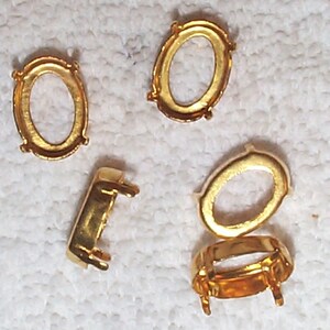 Vintage Oval Long-Pronged Open-Back Brass Setting/Mounting
