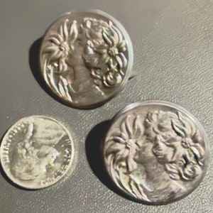Vintage Silver-Colored Art Nouveau Face Stampings with Brads-Last Group