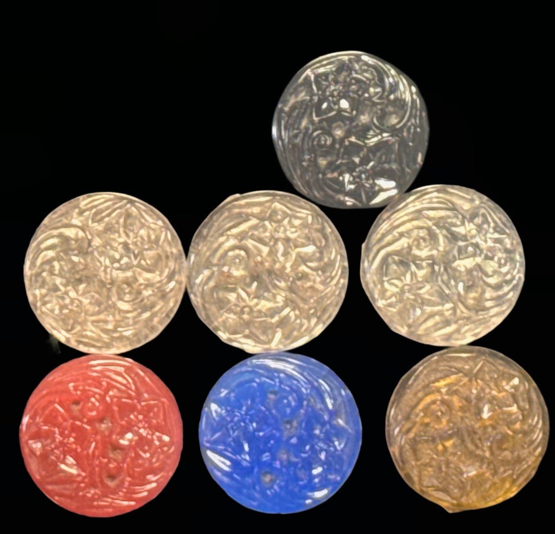 Stamp Rocks Glass Design Vintage Floral Round Pressed Glass Stones X7 - Etsy