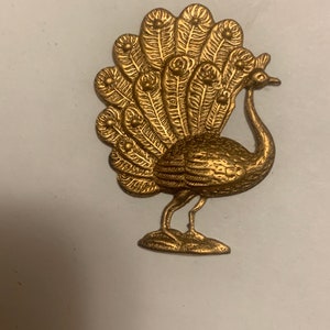 Vintage Brass Peacock Stamping