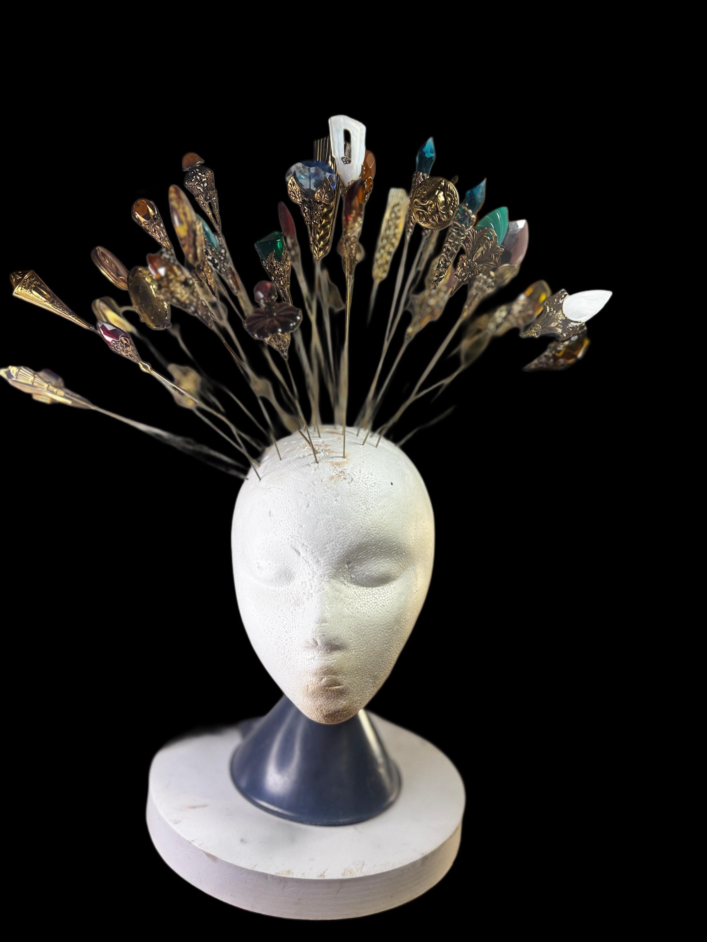 Épingle à Chapeau Ou Cheveux Vintage Argentée - Bijou Grand Format, Parfait état, Occasion
