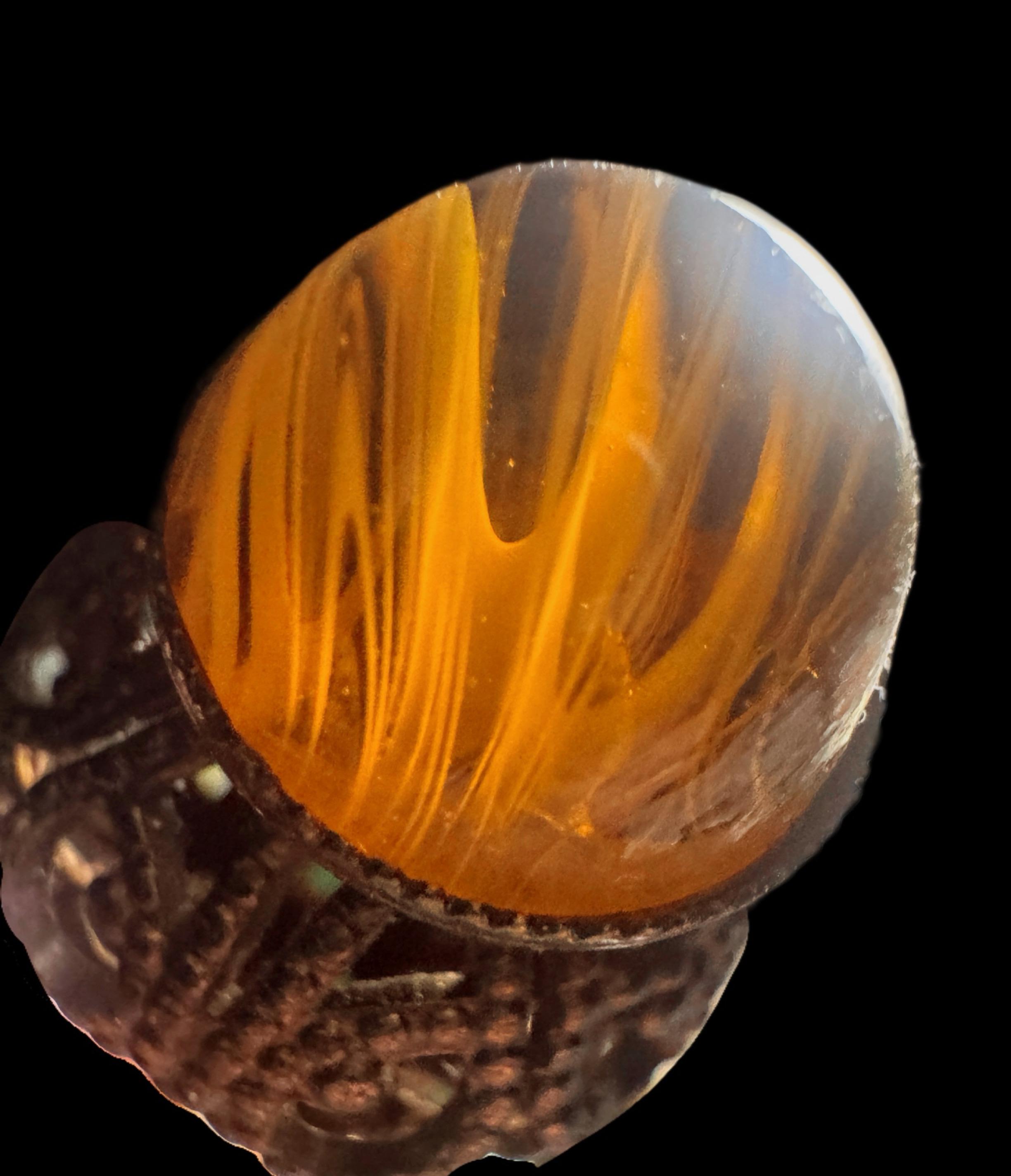 Vintage Hat Pin With Marbled Amber Glass Top - Etsy display picture 1