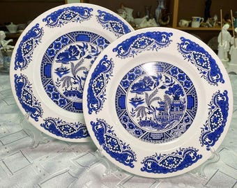 Vintage Alfred Meakin Blue Serving Plates (Set of 2) | Classic English Tableware
