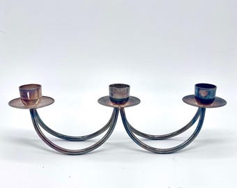 Vintage 1960s Berg of Denmark Silver Plated Candelabra Midcentury Tablescape