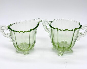 Cambridge Martha Pistachio Green Creamer and Sugar Set