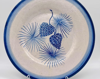 Dorchester Pottery Plate: Double Pinecone Pattern, Signed Ricci & C.A.H.