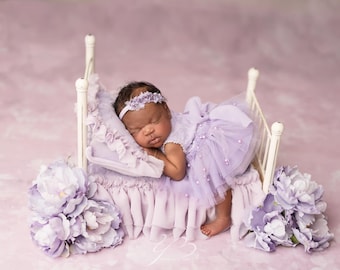 Laila newborn romper, newborn outfit, lace newborn outfit, girl outfit, lavender romper, newborn lace dress