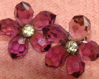 Beautiful  Purple Amethyst Flower Earrings