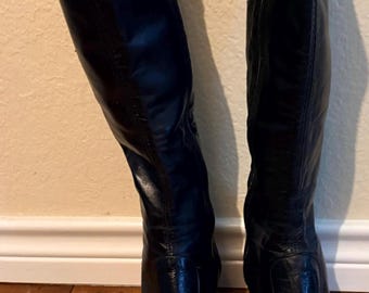 Ladies Vintage Knee High Leather Boots 1970’s