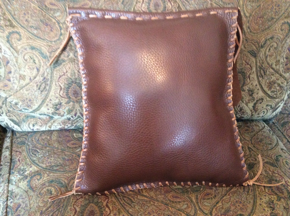 Genuine Leather Accent Pillow Hand Crafted & Stitched Etsy