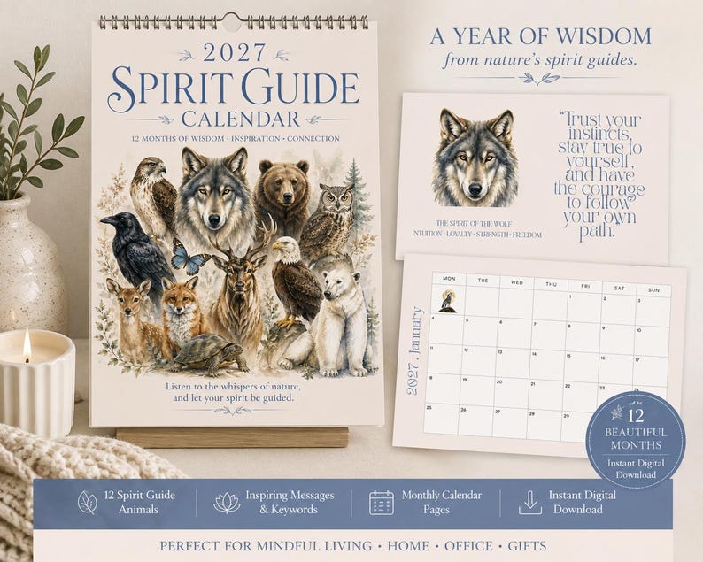 Ecoraging Notes 2027 Spirit Guide Calendar | Animal Wisdom, Inspirational Messages ...