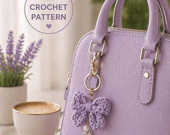 Mini Crochet Bow Pattern PDF – Keychain, Hair Clip & Bag Charm, Cute Aesthetic Bow, Beginner Friendly DIY Gift