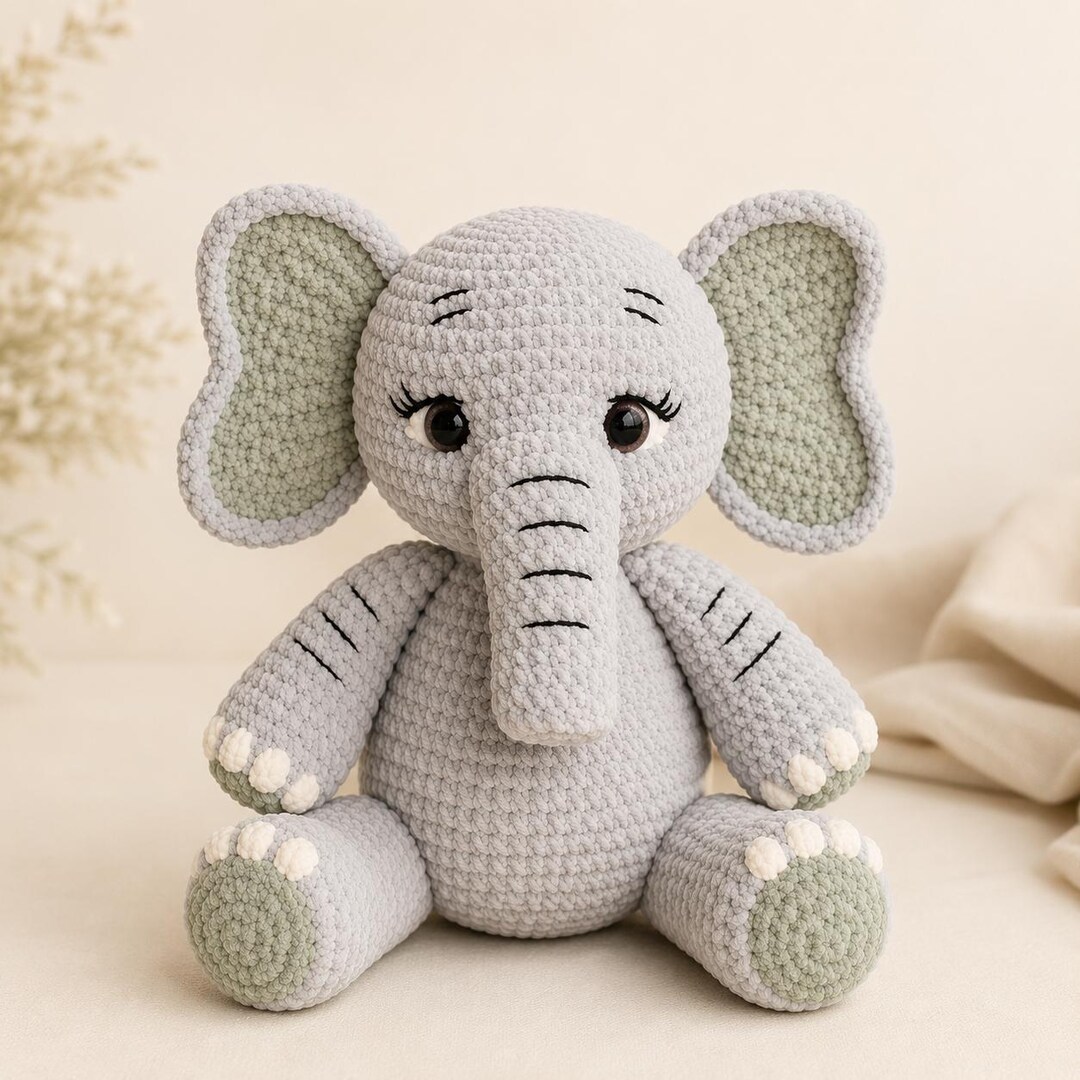 Elephant Amigurumi Crochet Pattern PDF, Velvet Plush Toy Tutorial ...