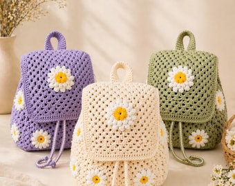 Crochet Daisy Backpack Pattern PDF – Kids Bag Tutorial, Beginner Friendly, Instant Download, Step-by-Step