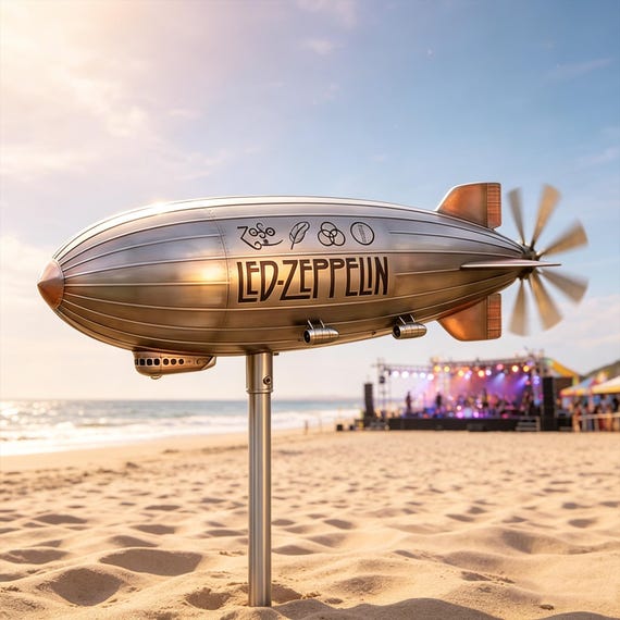 Led Zeppelin Blimp Wind Spinner,vintage Rock Band Garden Decor