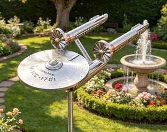 2D Star Trek USS Enterprise NCC-1701 vindspinnare, kinetisk trädgårdsdekoration, sci-fi-utomhusträdgårdsskulptur, present till Star Trek-fans