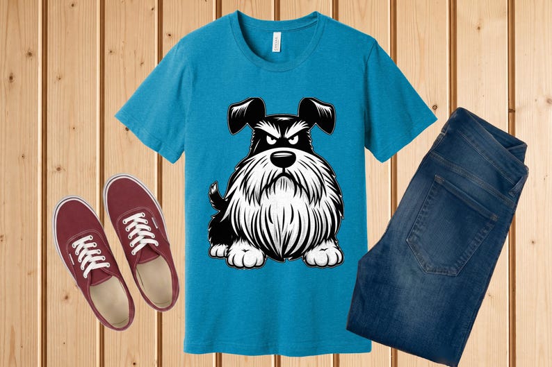 Chemise schnauzer grincheux, cadeau drôle de maman de chien de schnauzer nain Heather Aqua