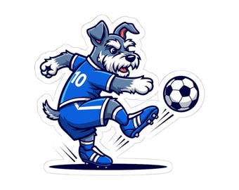 Autocollant Schnauzer Attaquant Footballeur, Autocollant Vinyle Drôle pour Ordinateur Portable Amoureux des Chiens