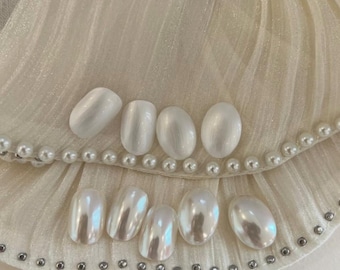 Premium Australian White Pearl Nail Gel & Aurora Chrome Powder, Pearl Textured Shimmer Shifting Powder, Mermaid nail
