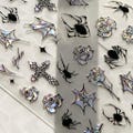 Holographic Gothic Halloween Party 3D Spider Web Rose Nail Art Stickers, Self-Adhesive Embossed Cross Decals for DIY Manicure Design product logo