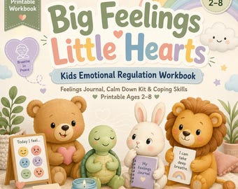 Kids Emotional Regulation Workbook | Feelings Journal for Kids | Calm Down Kit, Coping Skills & SEL Printable Ages 2-8