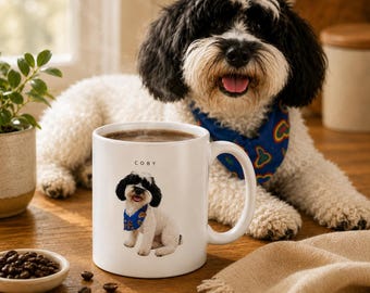 Custom Pet Photo Mug, Personalized Dog Mug, Dog Dad Gift, Pet Parent Gift, Dog Lover Coffee Mug.