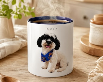 Custom Pet Photo Mug, Personalized Dog Mug, Dog Dad Gift, Pet Parent Gift, Dog Lover Coffee Mug.