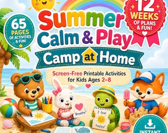 Summer Camp at Home Planner for Kids | 65 Printable Activities | Summer Break Bundle | Screen-Free Summer Fun