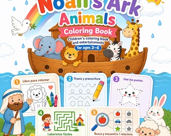 Noah's Ark Preschool Activity coloring, Mazes, Tracing, Dot-to-Dot & Matching Pages for Ages 2-6 (25 PAGES OF ACTIVITIES).