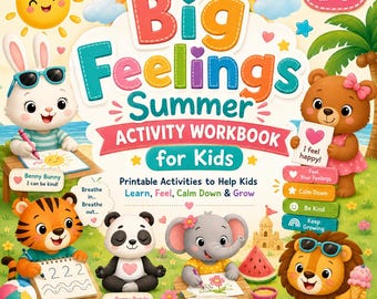 Screen-Free Activity Workbook for Kids, Big Feelings Printable, Preschool Activities, Calm Down SEL Busy Book PD
