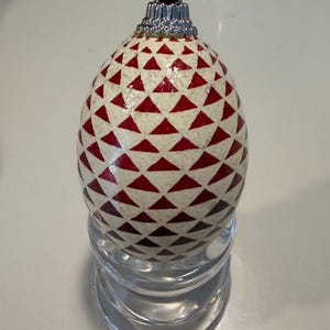 Red and Black Triangles Pysanky Egg Ornament
