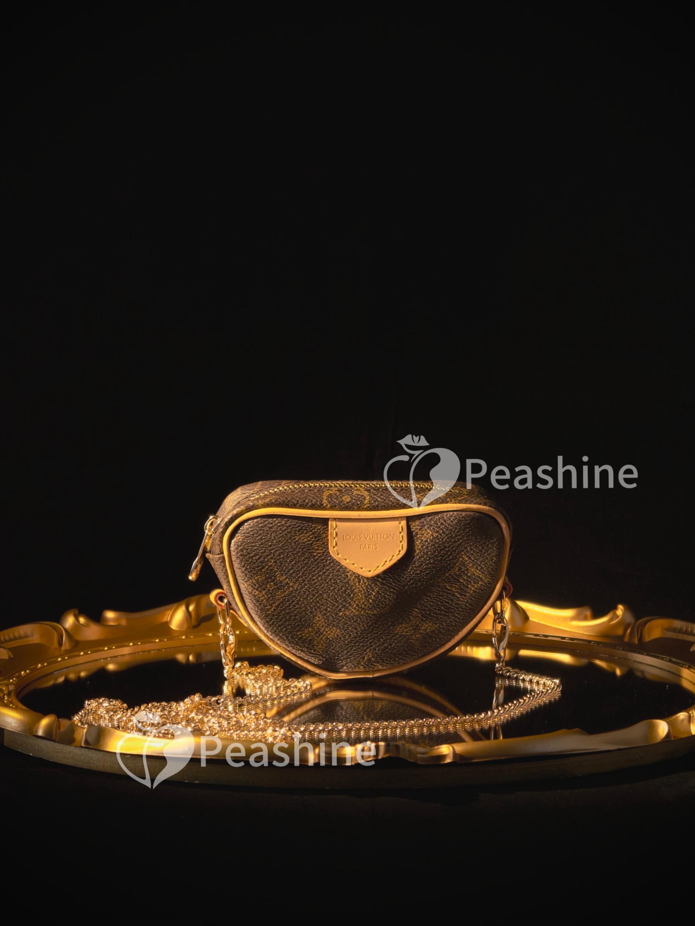 LOUIS VUITTON Monogram Upcycled Custom Gold & Rhinestones Pacifier w/Clip, COA double sided LV heart bag charms / key chains #louisvuitton  main image 2