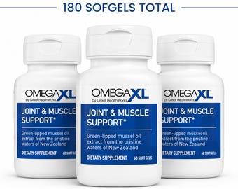 Omega XL Joint & Muscle Support 3-Pack | Green-Lipped Mussel Oil (180 Softgels)