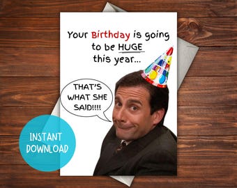 Biglietti d'auguri divertenti a tema The Office (download digitale) da stampare a casa