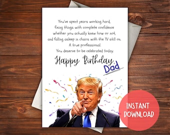 Divertente biglietto d'auguri parodistico per papà Trump (download digitale)
