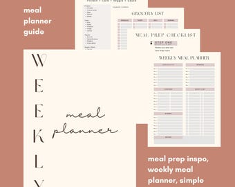 Weekly Meal Prep Planner | Grocery List Organizer | Busy Mom Dinner ...