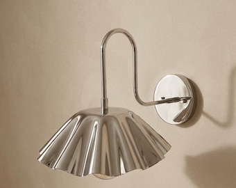Aplique de parede cromado moderno, luminária de cabeceira escandinava, abajur com cúpula em formato de flor, luminária minimalista para quarto, aplique contemporâneo para penteadeira e iluminação para quadros.