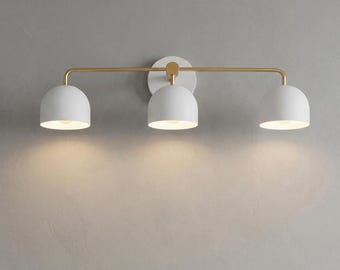 Luminária de parede moderna com 3 lâmpadas para banheiro, personalizável, minimalista, contemporânea, para sobre o espelho.