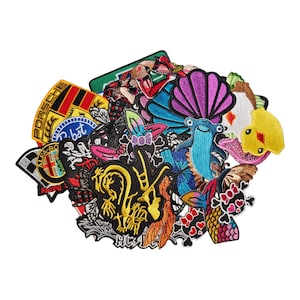 Set di 20 toppe ricamate casuali con bellissime figure di donna, sirena, anatra, conchiglia e farfalla, ideali per progetti fai da te.