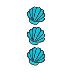 Toppa ricamata a forma di conchiglia e perla, ideale per riparazioni di costumi e progetti fai da te. Set di 3 pezzi.