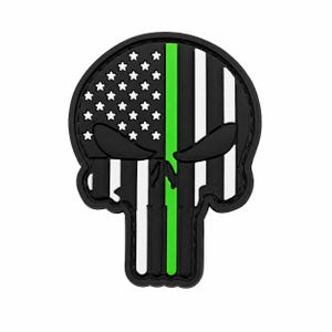 Thin Green Line Skull PVC Patch – Black White USA Flag Tactical Morale Patch