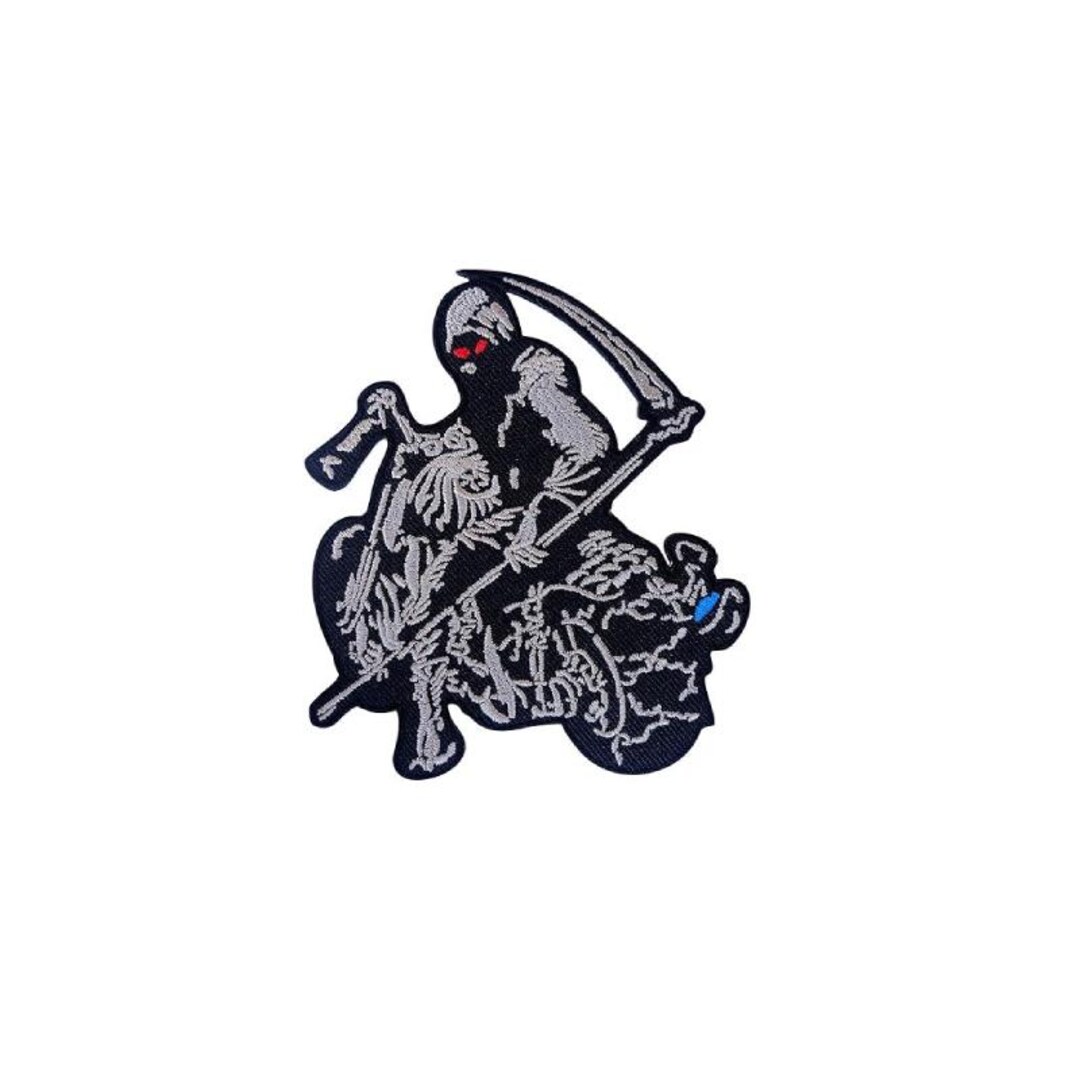 Grim Reaper Embroidered Patch – Gothic Skull Iron on Biker Patch - Etsy