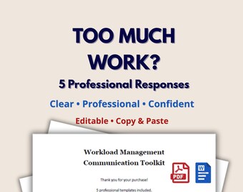 Workload Management Email Templates | Professional Workplace Communication Toolkit | 5 Copy & Paste Responses