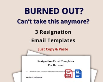 Resignation Letter for Burnout | 3 Email Templates | Editable Word | Copy & Paste | Quit Job Professionally