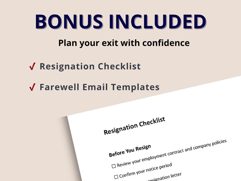 Resign Checklist Resignation Letter Templates Bundle, 9 Editable Word & Canva Templates ...