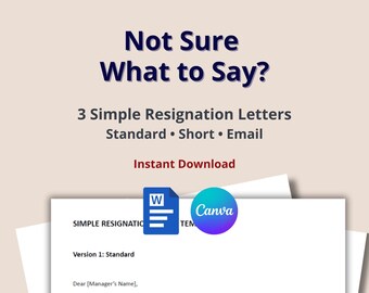 Simple Resignation Letter Templates | Standard, Short, Email (Word, Canva)