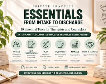 Private Practice Forms Bundle | 10 Therapist Counselor Templates | Intake, Treatment Plan, SOAP Note, Caseload Tracker | Fillable PDF & WORD