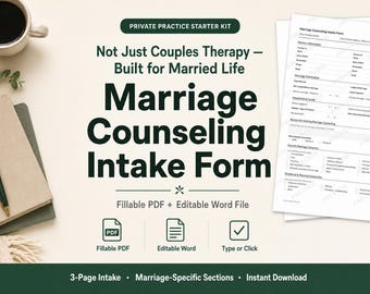 Marriage Counseling Intake Form | Couples Therapy Template (PDF + Word)