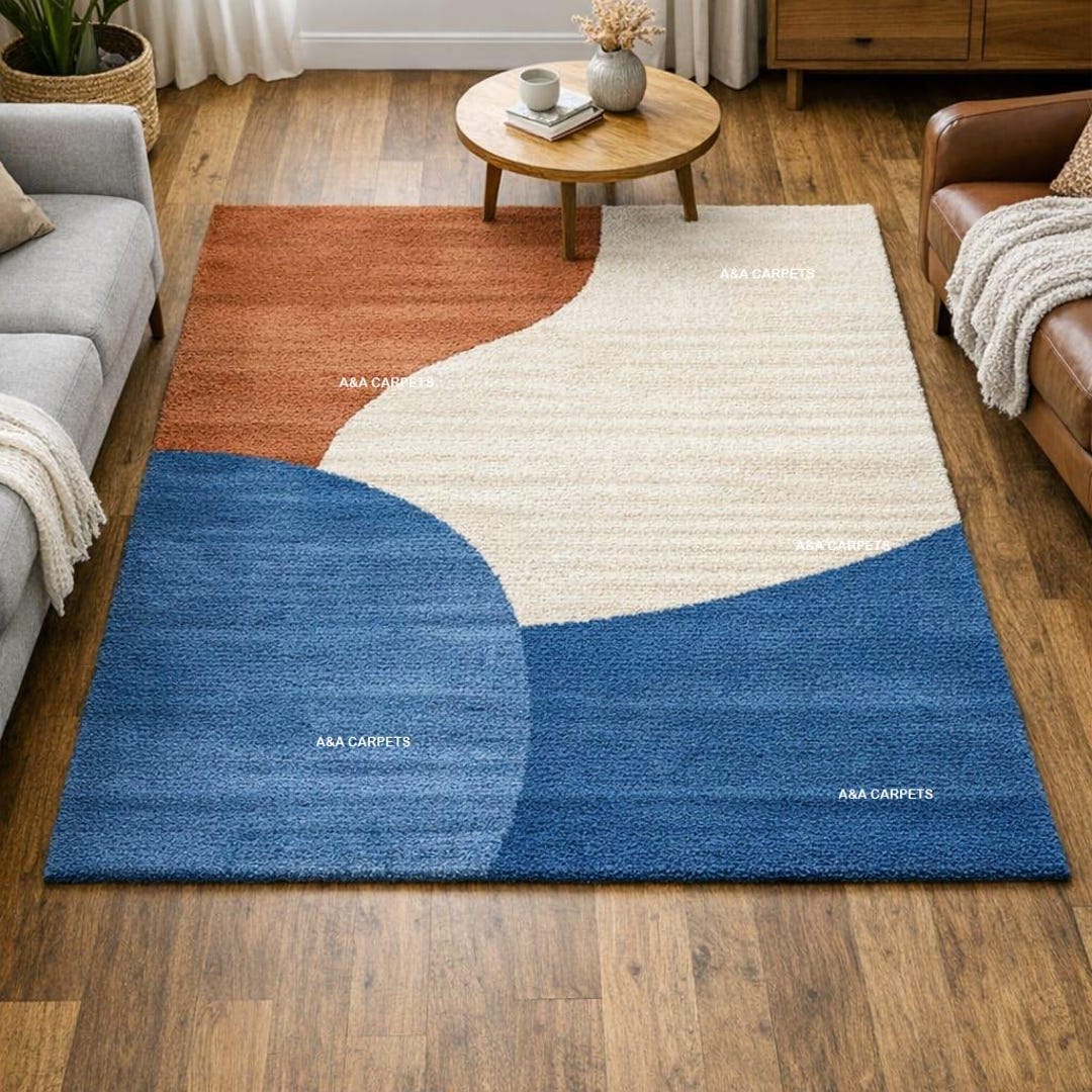 Horizon Waves Abstract Colorblock Plush Area Rug - Etsy