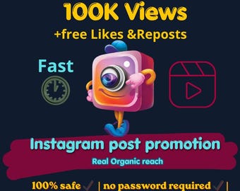 Paquete de crecimiento viral en Instagram: 100.000 visualizaciones + Potenciador de interacción (Me gusta y compartidos) + Guía de estrategia para redes sociales